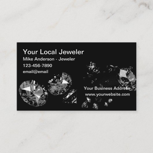 Classy Glitzy Jeweler Diamonds Theme Visitekaartje (Voorkant)