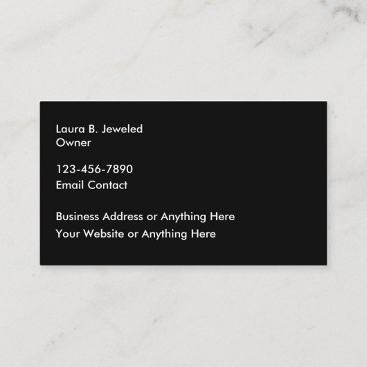 Classy Glitzy Modern Sieraden Visitekaartjes (Achterkant)