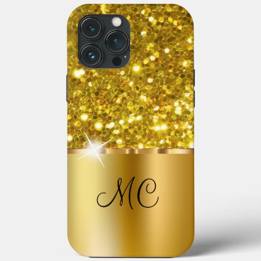 Classy Glitzy Monogram Case-Mate iPhone Case (Achterkant)
