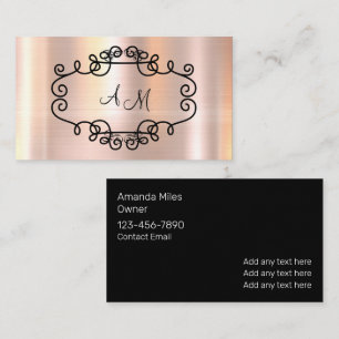 Classy Glitzy Roze Glanzende Monogram Visitekaartj Visitekaartje