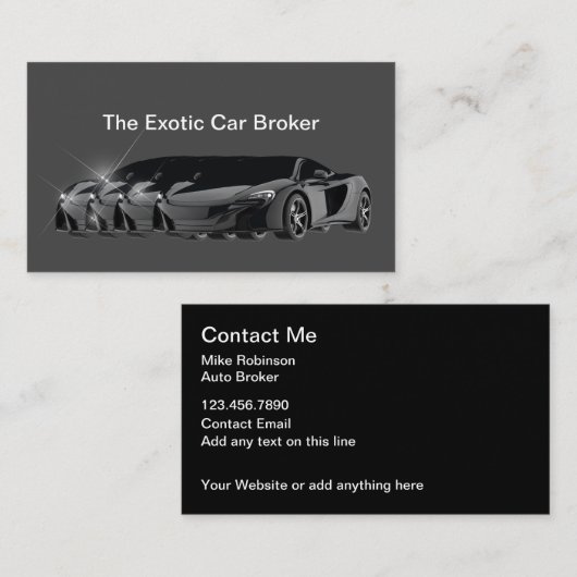 Classy Glossy Exotische Auto Broker Visitekaartje (Voorkant / Achterkant)