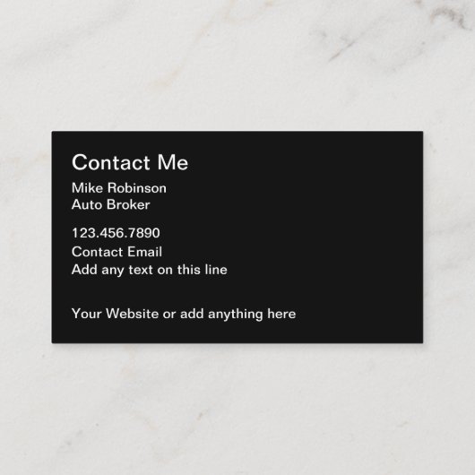 Classy Glossy Exotische Auto Broker Visitekaartje (Achterkant)