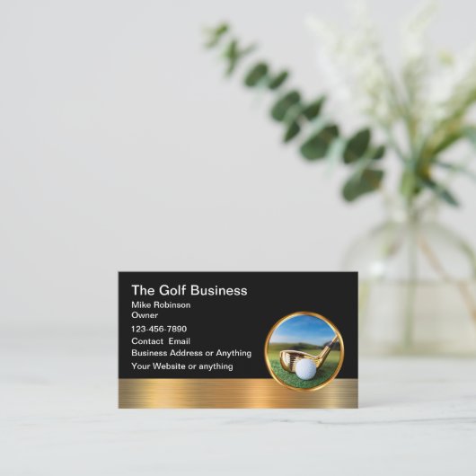 Classy Glossy Golf Thème Carte de visite (Debout devant)