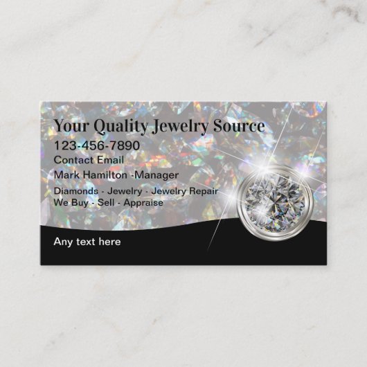 Classy Glossy Luxury Jewelry Store Cartes de visit (Devant)