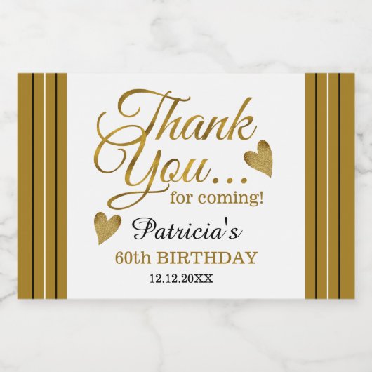 Classy Gold 60e verjaardag dank u klassieke ronde Sparkling Wijnetiket (Enkel label)