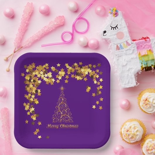 Classy Gold Abstract kerstboompapier Bord (Feest)