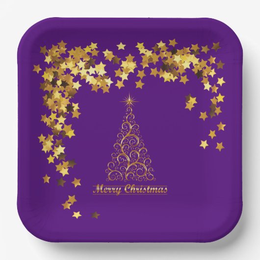 Classy Gold Abstract kerstboompapier Bord (Voorkant)