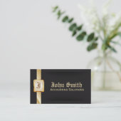 Classy Gold Belt Accounting Dark Visitekaartje (Staand voorkant)