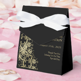 Classy Gold & Black Damask 40e verjaardag Bedankdoosjes