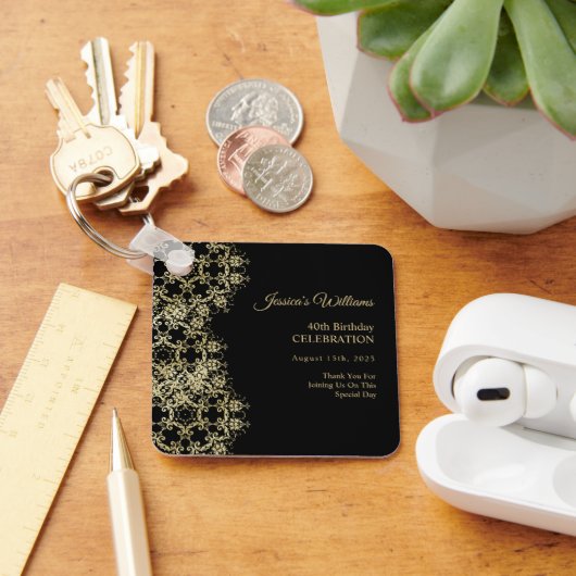 Classy Gold & Black Damask 40e verjaardag Sleutelhanger (Bureau)