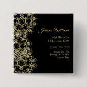 Classy Gold & Black Damask 40e verjaardag Vierkante Button 5,1 Cm (Voorkant)