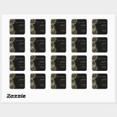 Classy Gold & Black Damask 40e verjaardag Vierkante Sticker (Vel)