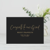 Classy Gold Black Photo Overlay Script Afstuderen Aankondiging (Staand voorkant)