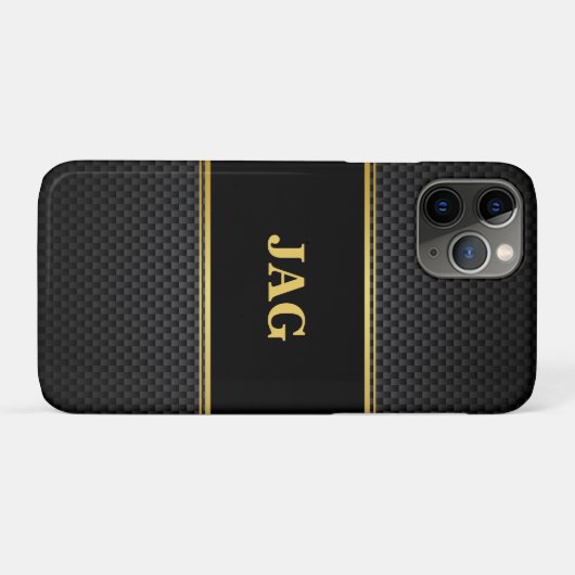 Classy Gold Black Textured Monogram Case-Mate iPhone Case (Achterkant (horizontaal))