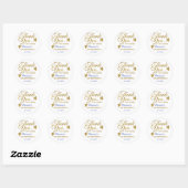 Classy Gold Blue 50th Birthday Hartelijk dank Ronde Sticker (Vel)