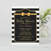 Classy Gold Bow Stropdas Modern Stripes Baby showe Kaart (Staand voorkant)