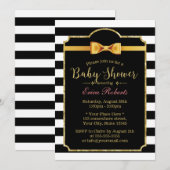 Classy Gold Bow Stropdas Modern Stripes Baby showe Kaart (Voorkant / Achterkant)