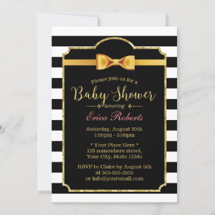 Classy Gold Bow Stropdas Modern Stripes Baby showe Kaart