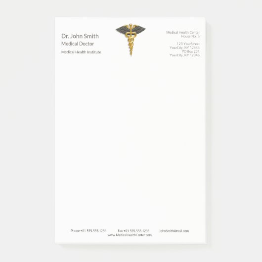 Classy Gold Caduceus Elegant Medical Black Wings Post-it® Notes (Voorkant)