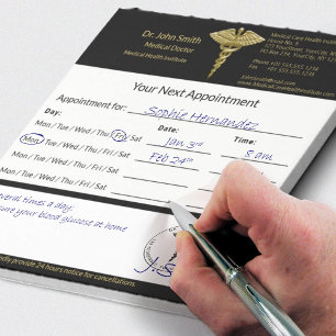Classy Gold Caduceus op zwarte medische afspraak Notitieblok