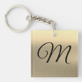 Classy Gold Chevron Monogram Sleutelhanger (voorkant)