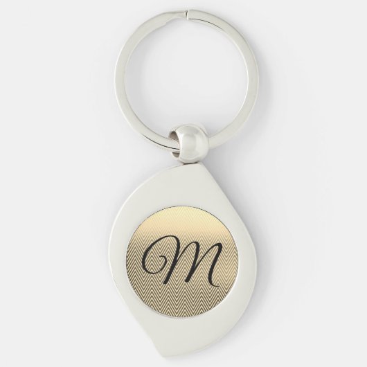 Classy Gold Chevron Monogram Sleutelhanger (Voorkant)
