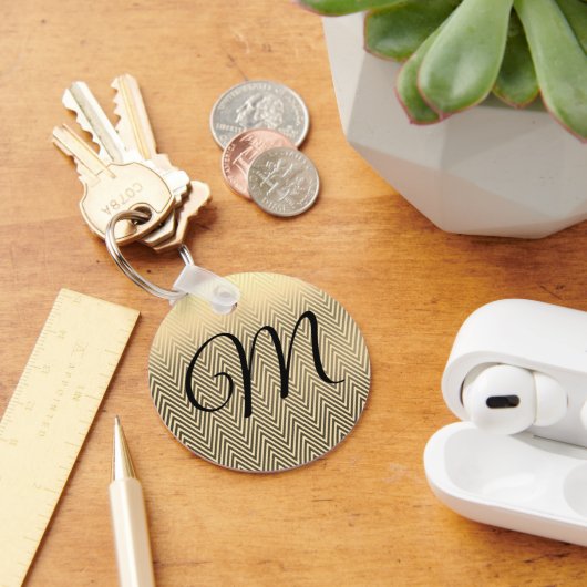 Classy Gold Chevron Monogram Sleutelhanger (Bureau)