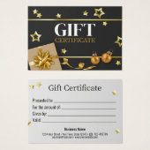 Classy Gold Christmas Ball Stars Ribbon Carte cade (Devant & derrière)