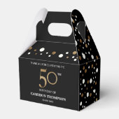 Classy Gold Confetti Black 50e verjaardag Bedankdoosjes (Achterkant)
