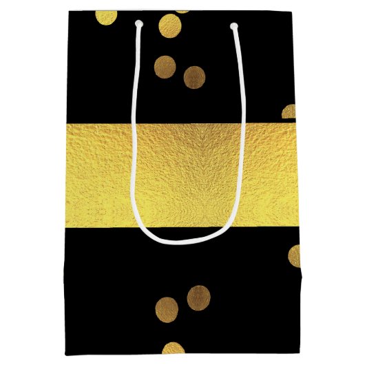 Classy Gold Confetti Black Medium Cadeauzakje (Achterkant)