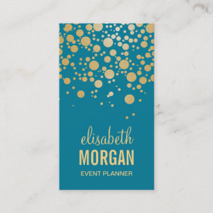 Classy Gold Confetti Stippen - Retro Blauwgroen bl Visitekaartje