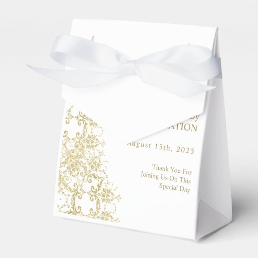 Classy Gold Damask 40e verjaardag Bedankdoosjes (Voorkant Zijde)
