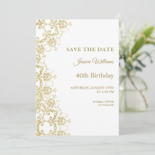 Classy Gold Damask 40e verjaardag Save The Date
