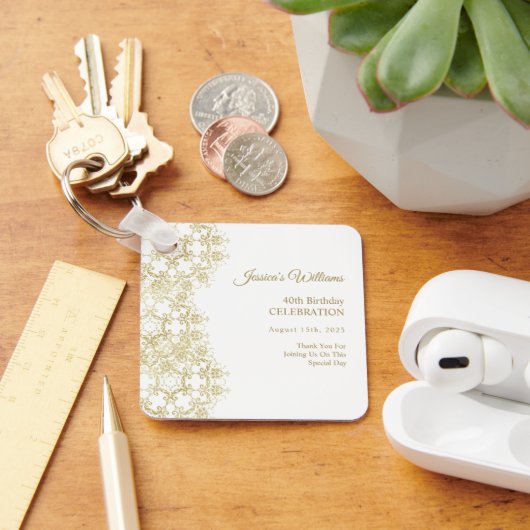 Classy Gold Damask 40e verjaardag Sleutelhanger (Bureau)