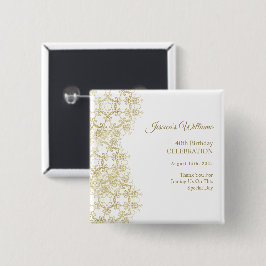 Classy Gold Damask 40e verjaardag Vierkante Button 5,1 Cm