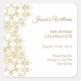 Classy Gold Damask 40e verjaardag Vierkante Sticker