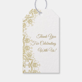 Classy Gold Damask Verjaardag Cadeaulabel