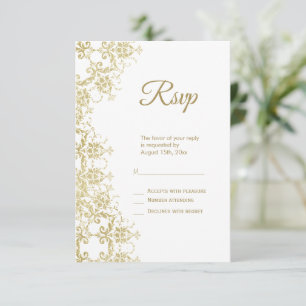 Classy Gold Damask Verjaardag RSVP Kaartje