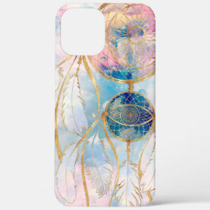 Classy Gold dreamcatcher Rainbow Clouds Sky-ontwer iPhone 12 Pro Max Hoesje