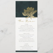CLASSY GOLD EMERALD GREEN LOTUS FLORAL WEDING MENU (Voorkant)