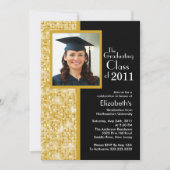 Classy Gold en Black Afstuderen Invitation Photo Kaart (Voorkant)