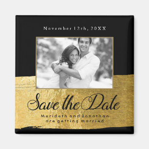 Classy Gold en Black Save the Date Magnet Magneet