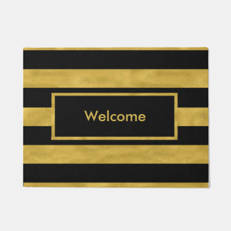 Classy Gold en Black Stripe Deurmat