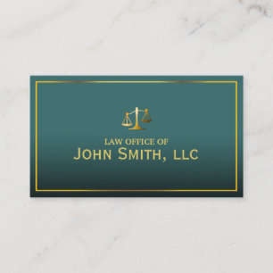 Classy Gold en Green Lawyer/Attorney Visitekaartje