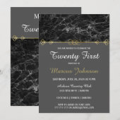 Classy Gold en Marble Birthday Invitation Kaart (Voorkant / Achterkant)