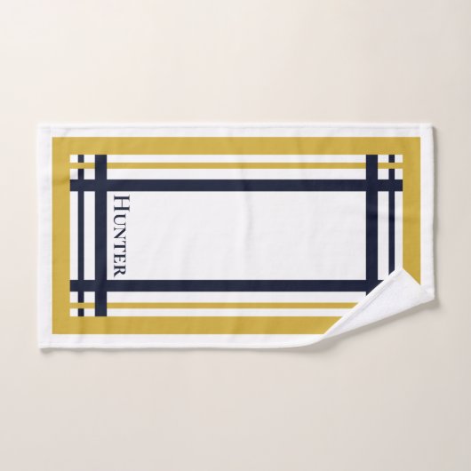 Classy Gold et Navy striped Monogrammed (Serviette à main)