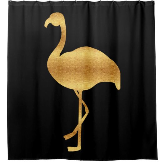 Classy Gold Foil Flamingo Douchegordijn (Voorkant)
