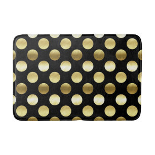Classy Gold Foil Polka Dots Black Badmat