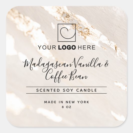 Classy Gold Foil Productlabel met Logo Vierkante Sticker (Voorkant)