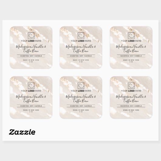 Classy Gold Foil Productlabel met Logo Vierkante Sticker (Vel)